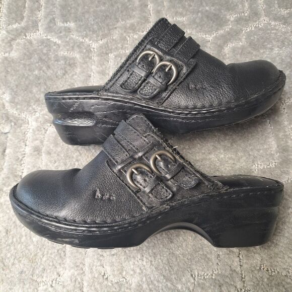 Boc Born Concept ADERYN Black Leather Clog Mules Womens Size 7M Comfort NURSING - Picture 6 of 15